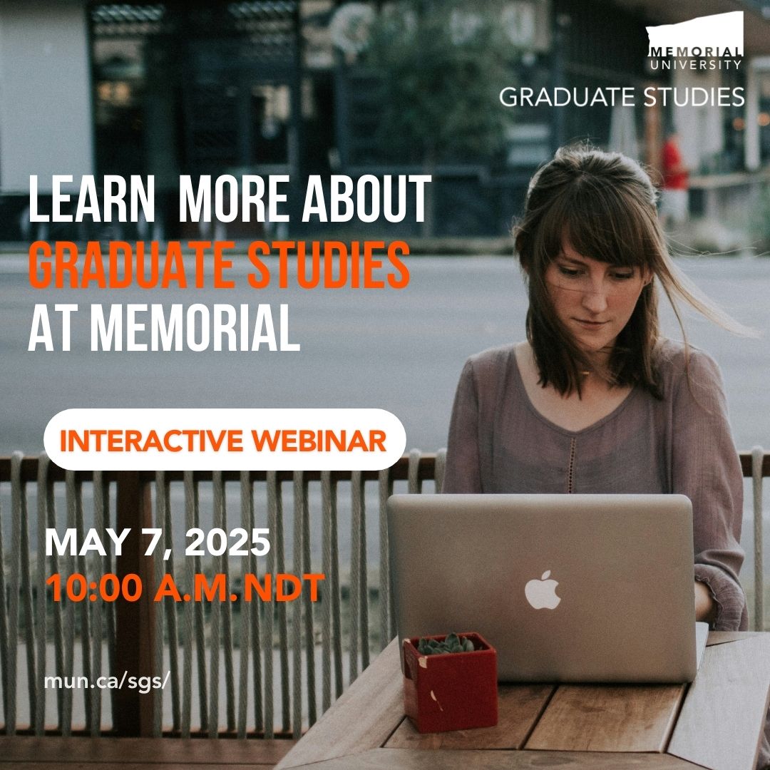 Thinking of applying to grad school? Join our info session tomorrow at 10 a.m. NDT. We’ll cover admission and program requirements, tuition fees, tips for finding a research supervisor + advice on how to submit the best possible application.
Register: mun.ca/become/graduat…