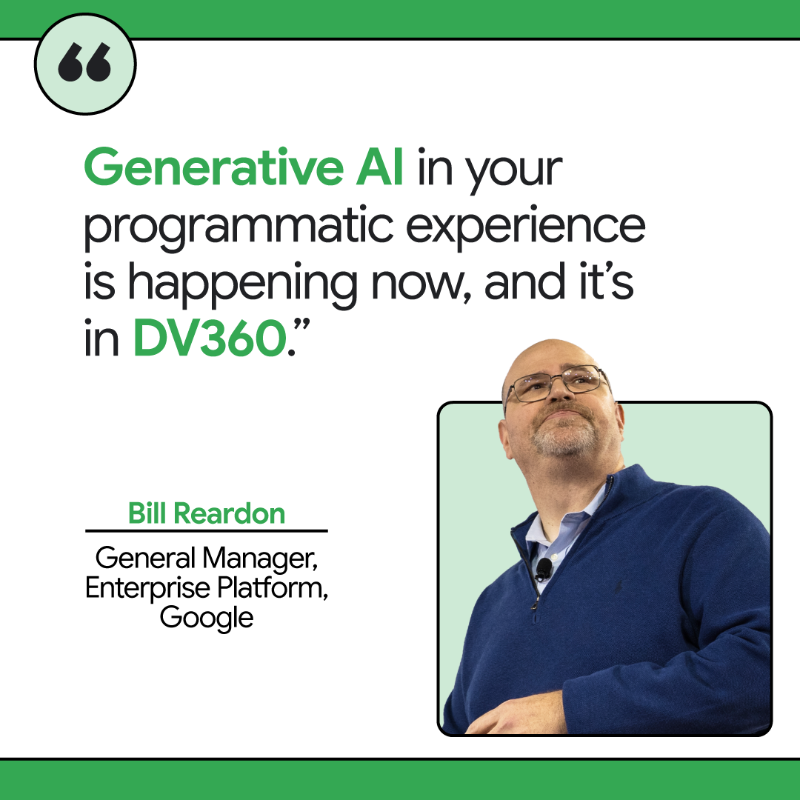 GMktgPlatform's tweet photo. At the #GoogleNewFront, industry leaders unveiled #DV360 updates: Google AI-powered tools, commerce and inventory partnerships to adapt to the evolving consumer journey beyond streaming. Check it out: https://t.co/IxsnLE1PMb