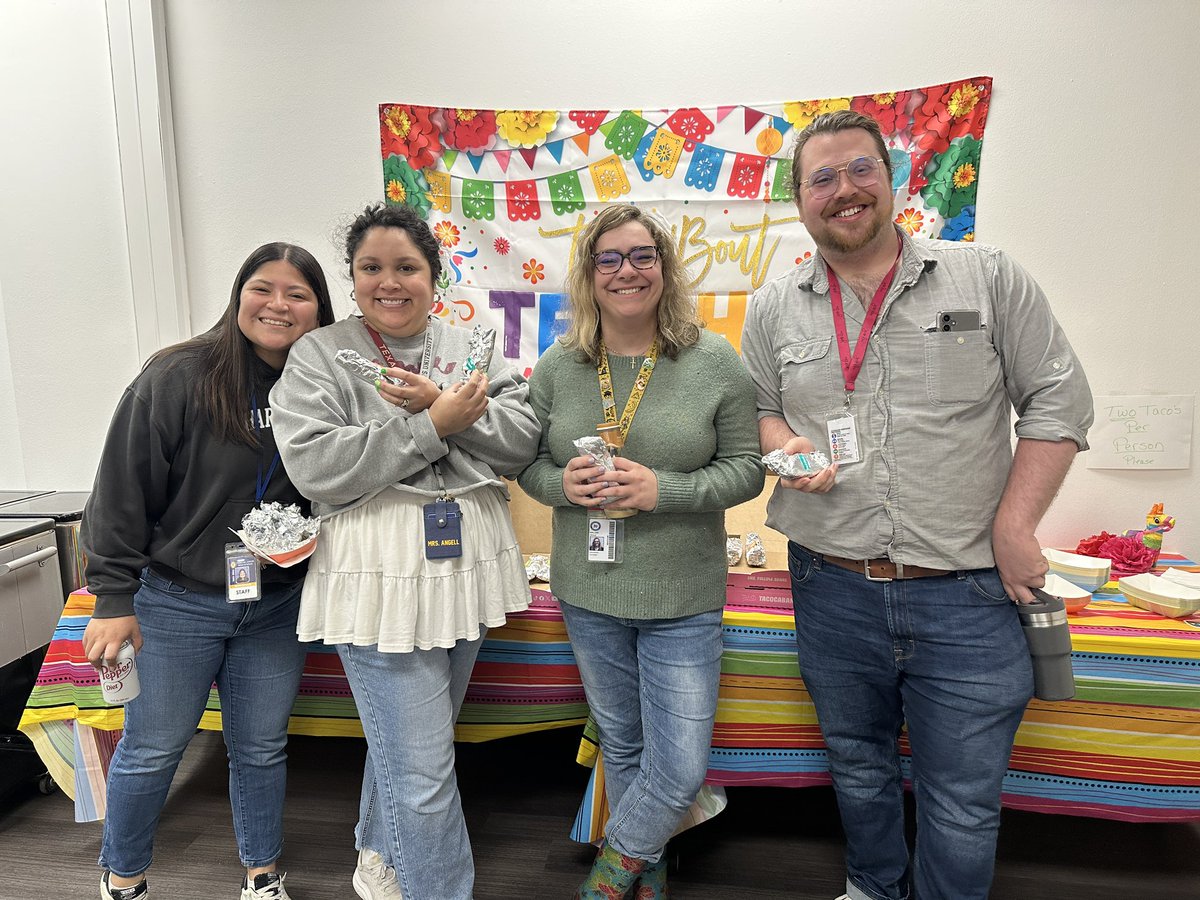 Let’s TACO ‘bout great teachers! For day ✌🏼 of Teacher Appreciation Week we treated the PJH staff to breakfast tacos.  🌮