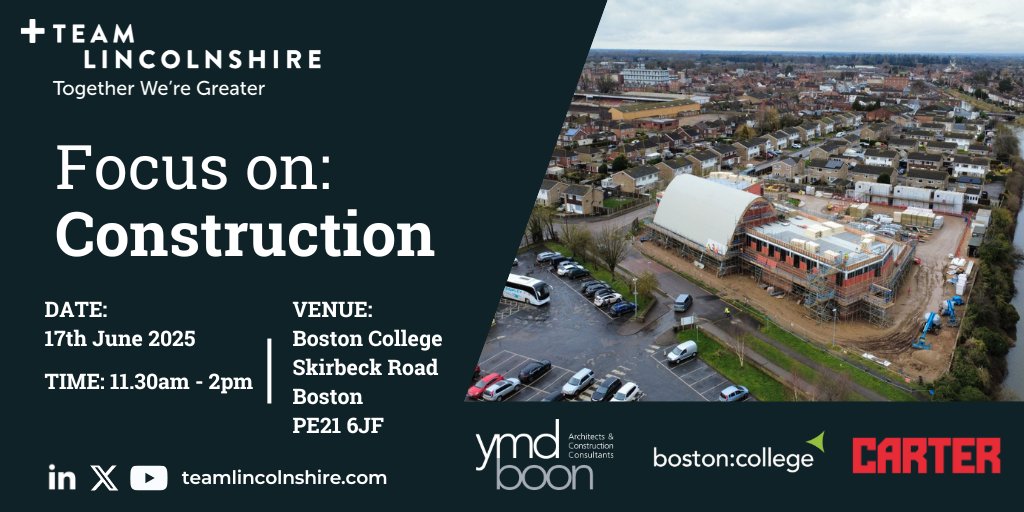 | Ambassador Event - Focus on Construction, 17th June 2025 |

Delighted to partner with #ambassadors <a href="/ymdboon/">YMD Boon Ltd</a>  RG Carter &amp; Boston College to deliver our next industry insight where we will be focusing on #Construction 

shorturl.at/WIG6P

#togetherwearegreater