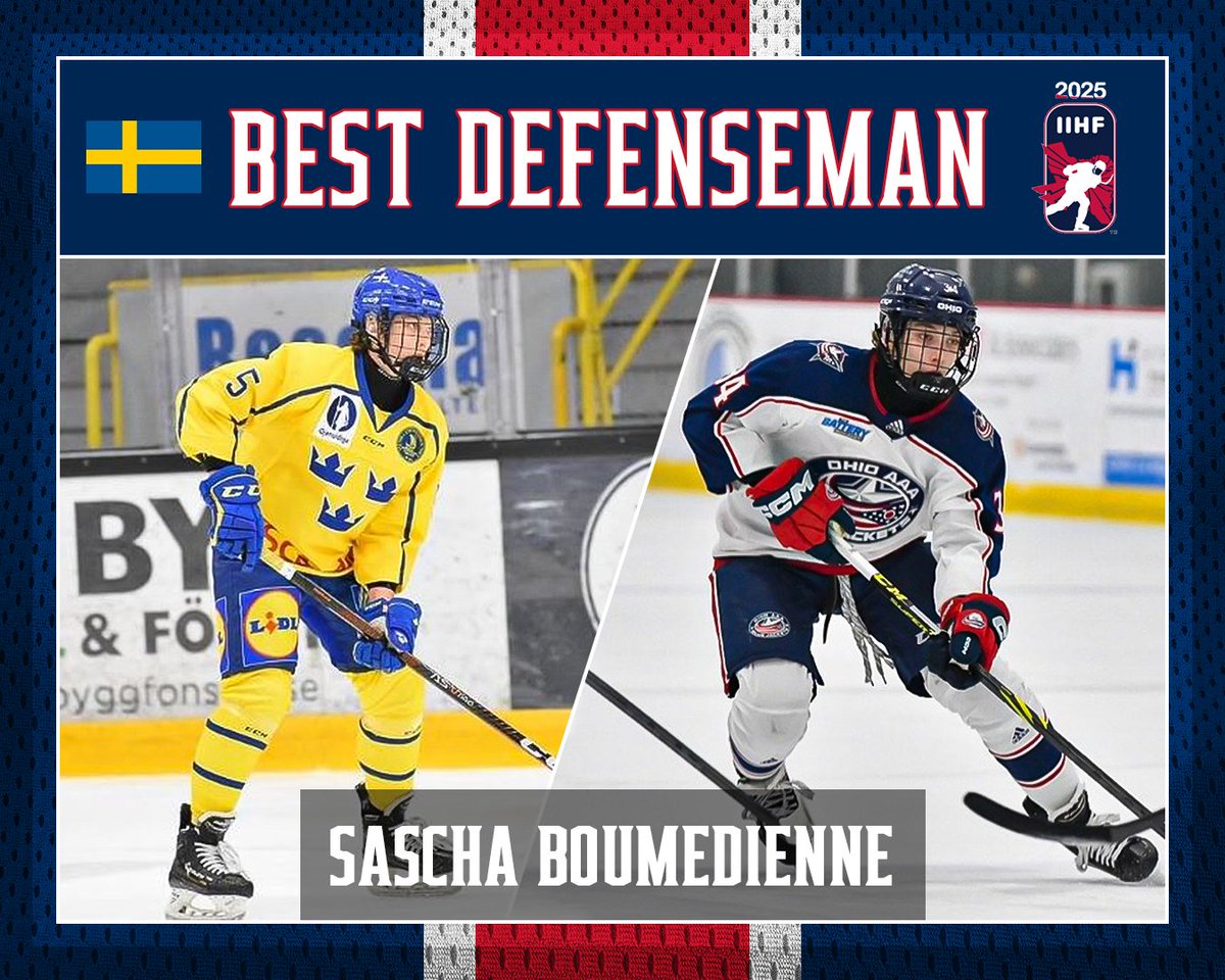 Former OBJ defenseman Sascha Boumedienne sets scoring record, named tournament’s best defenseman at IIHF U18 World Championships.

RELEASE: aaabluejackets.com/news/boumedien…