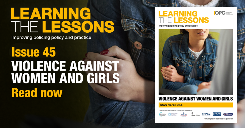 policeconduct's tweet photo. Our new edition of #LearningtheLessons is out 📝
It includes:
🗂️Nine cases from incidents related to #VAWG
🚩Themes such as domestic abuse, sexual assault, stalking
💡Local and national #policing initiatives, national charity projects and learning opportunities
Read Issue 45🔽