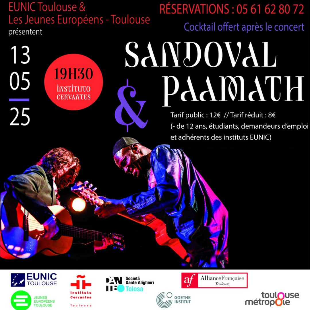 Instituto Cervantes Toulouse (@ictoulouse) on Twitter photo 📌À ne pas maquer! 
🤩🎸🥳Concert exceptionnel le 13 mai prochain à 19h30 Bernardo Sandoval et Paamath jouent ensemble Sangre animal Semaine de l'Europe.
🤩🎸🥳Concierto excepcional el martes 13 de mayo a las 19.30 de Bernardo Sandoval et Paamath Sangre animal
¡No te lo pierdas! 📌À ne pas maquer! 
🤩🎸🥳Concert exceptionnel le 13 mai prochain à 19h30 Bernardo Sandoval et Paamath jouent ensemble Sangre animal Semaine de l'Europe.
🤩🎸🥳Concierto excepcional el martes 13 de mayo a las 19.30 de Bernardo Sandoval et Paamath Sangre animal
¡No te lo pierdas!