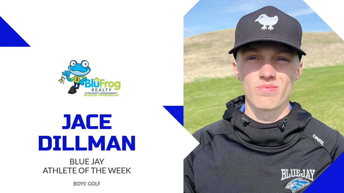 Congratulations Jace Dillman, BluFrog AOW!  Jace was the Blue Jay Boys' Golf top finisher last week in both tournaments, posting scores of 76 (16th Place) and 74 (3rd Place).
