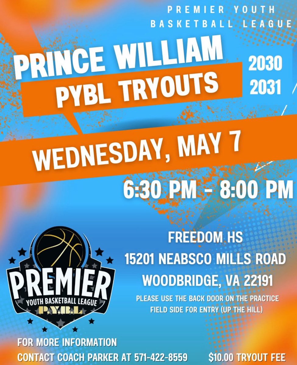 LETS GET TO IT !!! 
I’ve always loved the platform of the PYBL ! We are truly excited to coach the PRINCE WILLIAM COUNTY’s group into PYBL 🏀 Team !!! 

We have a ton of work to do !!!

RISING 7th and 8th Grade Boys are encouraged go get involved ! 

LETS GO !