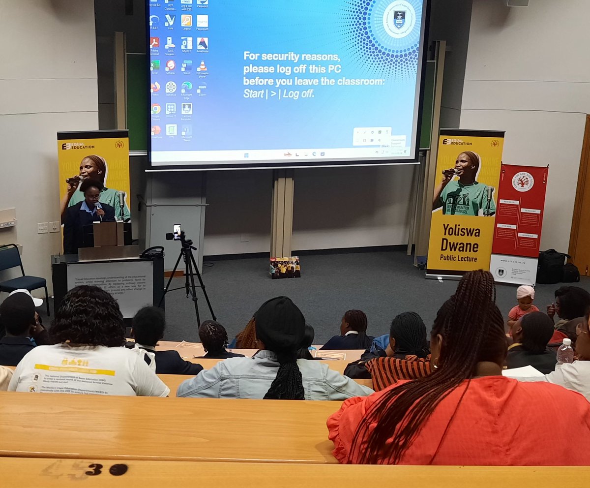 Assoc Prof Noam Peleg (UNSW, Australia) delivers this year's Yoliswa Dwane public lecture on "Gaza, children's rights, and international law", to a full Kramer Law lecture theatre.