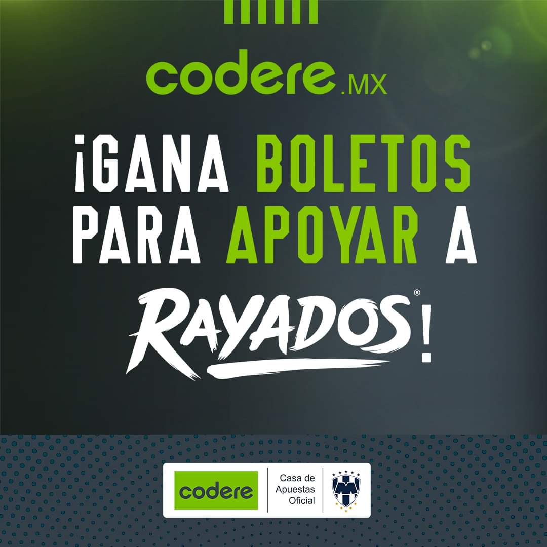 🫵¡SE VAN HOY!🤠

Sobrinos, ¡vamos con mis <a href="/Rayados/">Rayados</a> por la ventaja!

GANA UNO DE LOS 9 PASES DOBLES.

✅ Síguenos.
💚 Dale like y RT.
✍🏼 Usa el #CodereEsRayado y pon tu marcador global.
👀 Solo se puede participar 1 vez.
---
🔞⁠ Solo mayores de edad
🎁 Anunciaremos a los