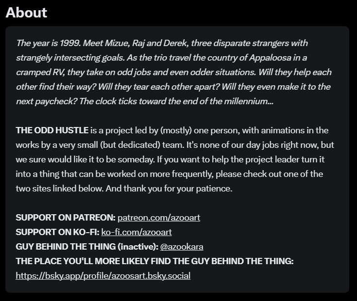 odd_hustle's tweet image. The project bio. Which you can find in.. well, the bio.