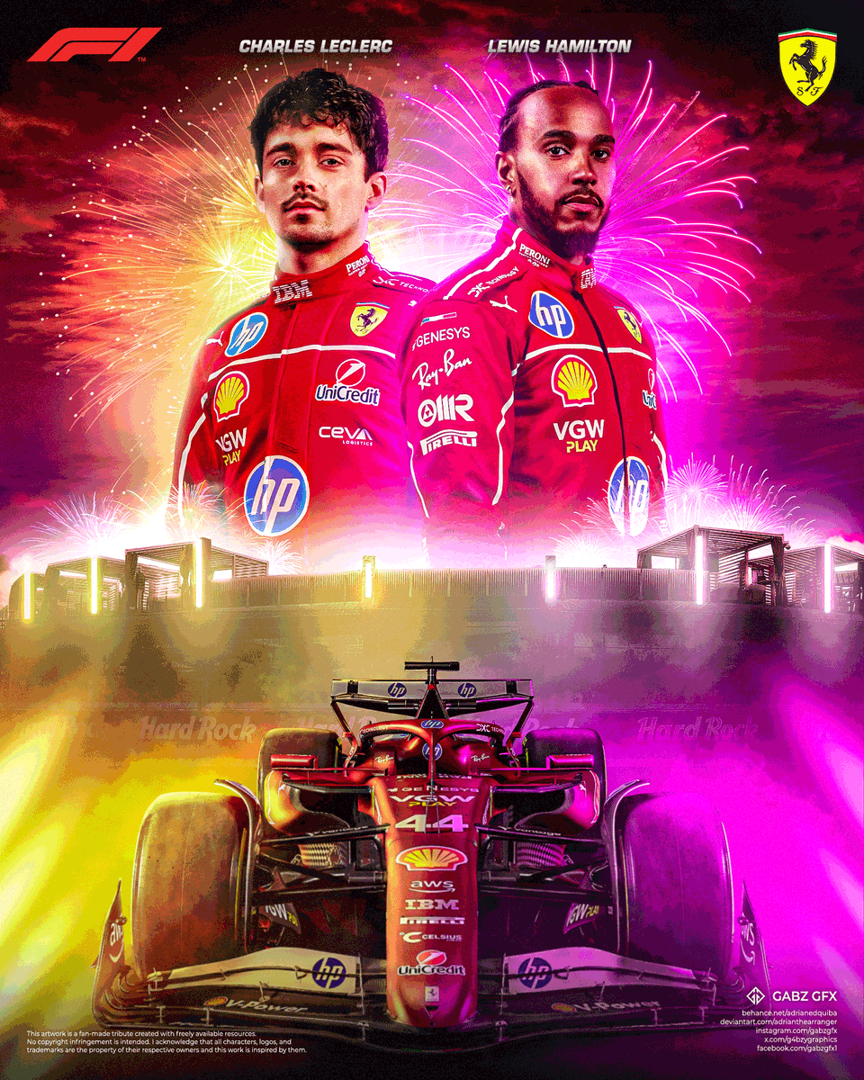 g4bzygraphics's tweet photo. Leclerc. Hamilton. Ferrari. 2025 is going to be wild. 🔥
Tribute artwork for a legendary F1 duo.
🖌️ Gabz GFX
https://t.co/QkxvMmgDrC

📝 Fan-made using free resources. Rights belong to their owners.
#F1 #F12025 #Ferrari #Leclerc #Hamilton 
#F1Art #FanArt #F1Community #GabzGFX https://t.co/Z6mxfssvfZ