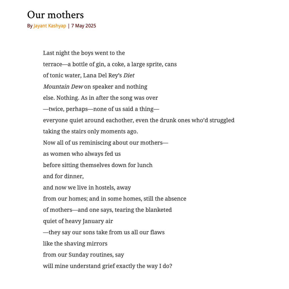 Jayant Kashyap (@jaydkash) on Twitter photo A poem I wrote a while ago – one that I absolutely love, and am affected by much – is up on the <a href="/corditepoetry/">Cordite Publishing Inc.</a> website today: cordite.org.au/poetry/remembe… 🙏 A poem I wrote a while ago – one that I absolutely love, and am affected by much – is up on the <a href="/corditepoetry/">Cordite Publishing Inc.</a> website today: cordite.org.au/poetry/remembe… 🙏