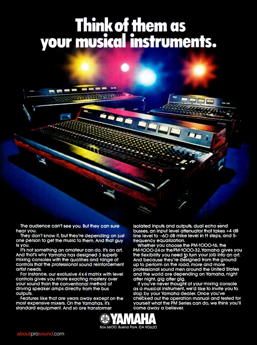 kbconsulting's tweet photo. Classic Yamaha 1976 PM-1000 Ad - From my archives. #audio #audioengineer #audiogear #proaudio #livesound #concertsound https://t.co/aIsytYMseN