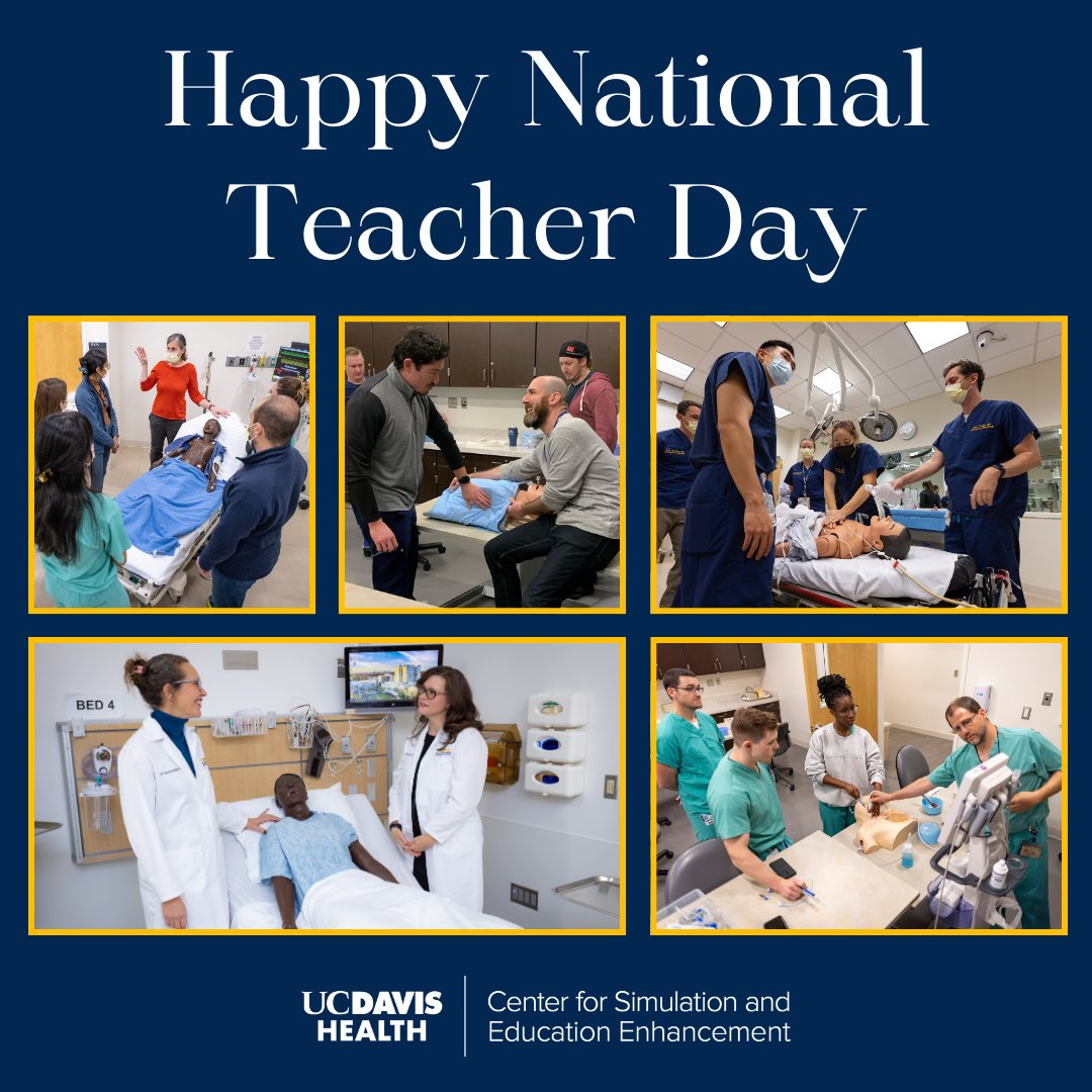 UC Davis Health Center for Simulation & Education (@ucdavissim) on Twitter photo Happy #NationalTeachersDay! We're sincerely grateful for our #simulation educators at <a href="/UCDavisHealth/">UC Davis Health</a> who power hands-on learning across our academic health system. The expertise of these exceptional clinicians helps foster compassionate, high-quality care.👏🩺📚 #MedEd Happy #NationalTeachersDay! We're sincerely grateful for our #simulation educators at <a href="/UCDavisHealth/">UC Davis Health</a> who power hands-on learning across our academic health system. The expertise of these exceptional clinicians helps foster compassionate, high-quality care.👏🩺📚 #MedEd