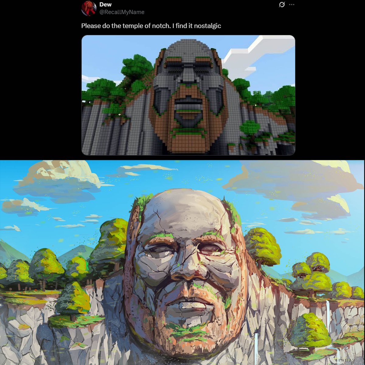 My painting of the Temple of Notch #Minecraft