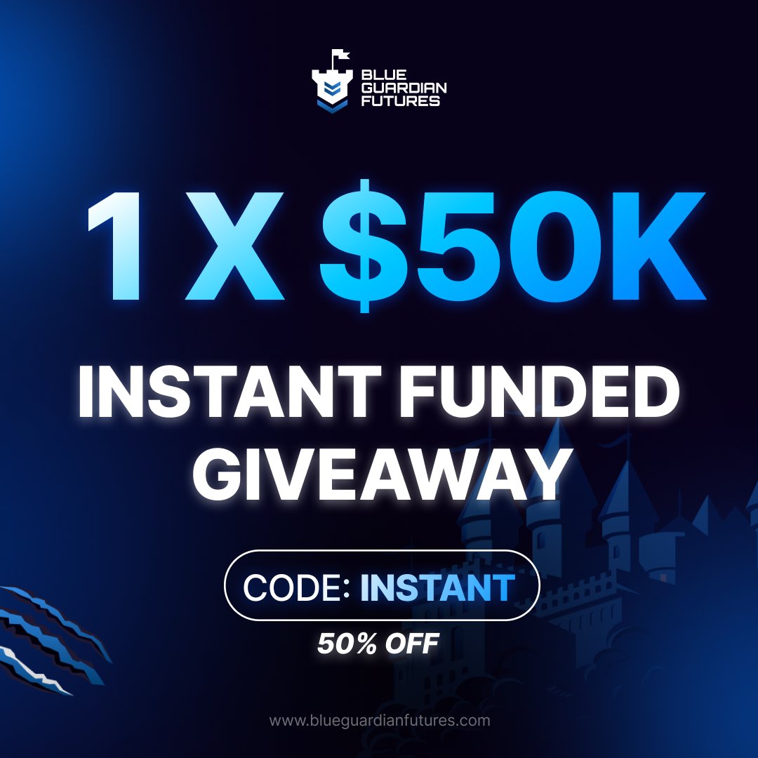 Blue Guardian Futures (@guardianfutures) on Twitter photo Instant Funded $50k Givaway! ๐
1๏ธโฃ Follow us <a href="/GuardianFutures/">Blue Guardian Futures</a>
2๏ธโฃ Like, retweet & tag 3 traders
3๏ธโฃ Comment to quoted post
72h โ (remember code 'INSTANT' 50% OFF) Instant Funded $50k Givaway! ๐
1๏ธโฃ Follow us <a href="/GuardianFutures/">Blue Guardian Futures</a>
2๏ธโฃ Like, retweet & tag 3 traders
3๏ธโฃ Comment to quoted post
72h โ (remember code 'INSTANT' 50% OFF)