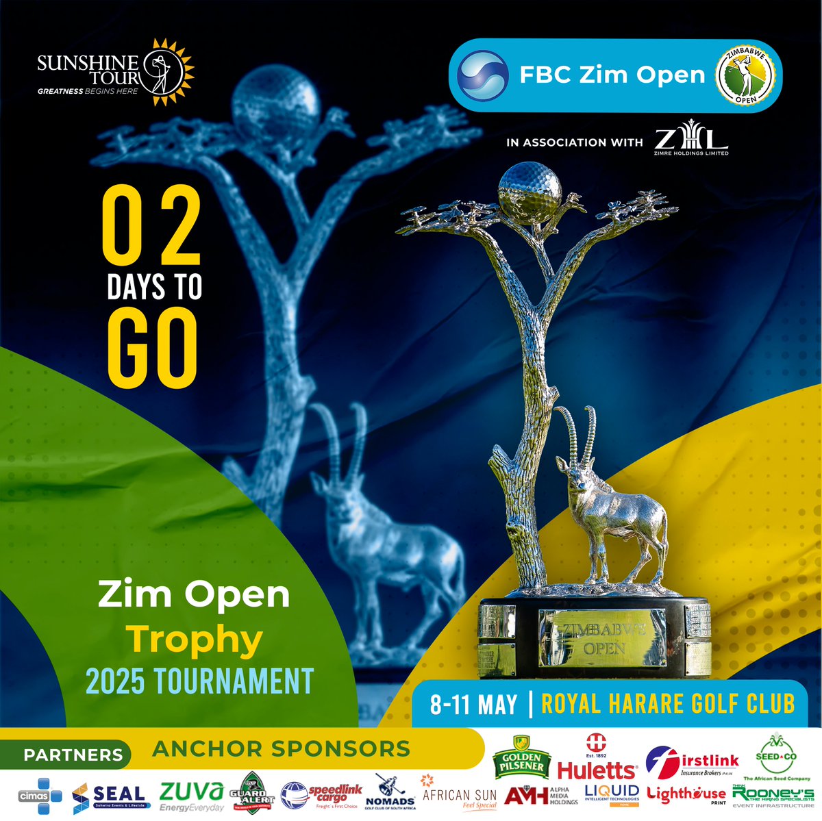 Countdown to greatness: 2 DAYS TO GO!

From amateurs to legends, it all tees off soon at Royal Harare. This isn’t just golf — it’s the ZIM OPEN.

#zimopen25 #sunshinetour #royalharare #fbc #zhl #SwingforWellness