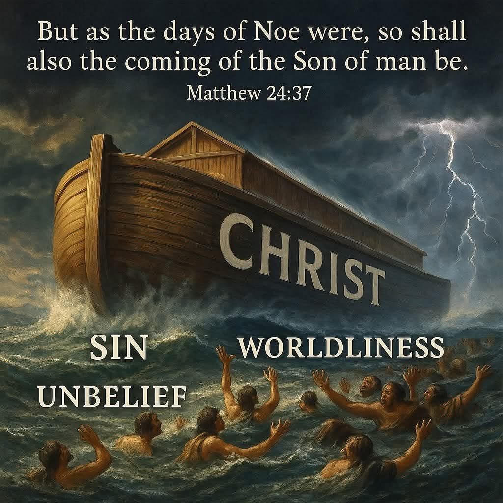 🚨 Just like in the days of Noah, people today are living as though judgment will never come. The signs are everywhere — wars, disasters, lawlessness, cold hearts. But Jesus warned us:

"But as the days of Noe were, so shall also the coming of the Son of man be."
📖 Matthew 24:37