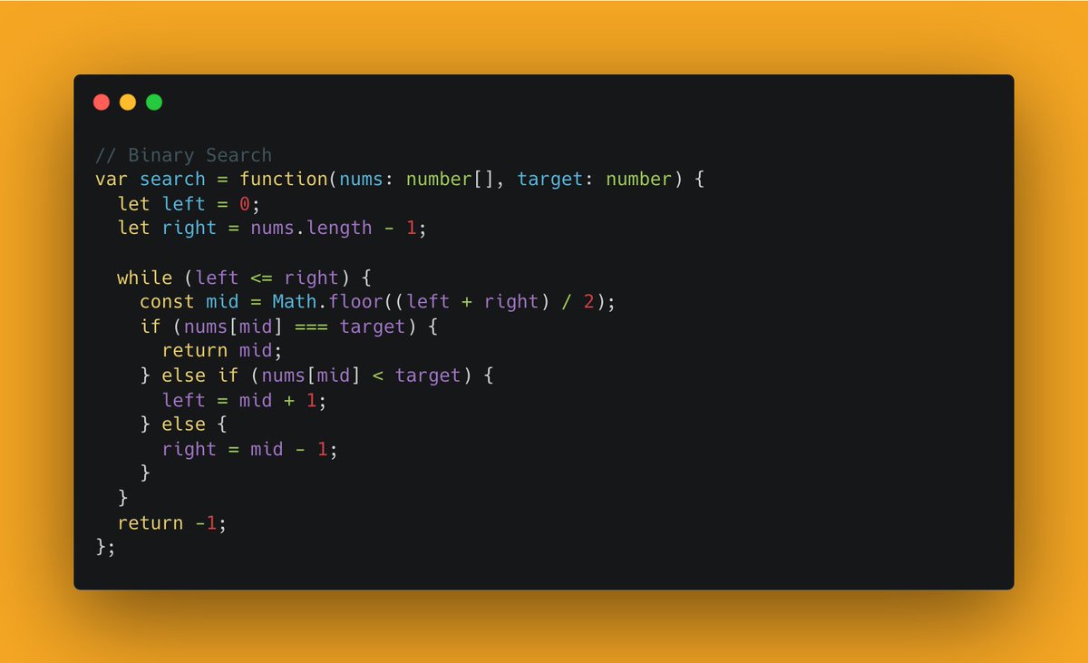 Sho_Vancouver's tweet image. 🚀 Day 43: 704. Binary Search
I'm getting used to this type of algorithm!!
#100DaysOfCode
#100daysofcodechallenge
#LeetCode
#Grind75