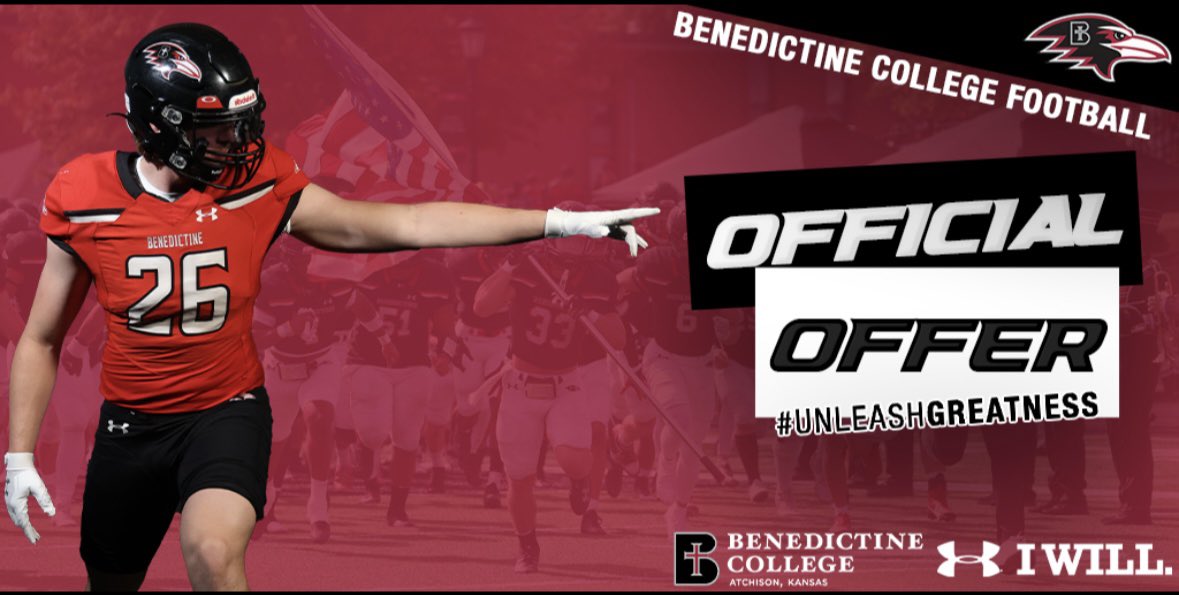 Xander Blasing (@xander_blasing) on Twitter photo After a great conversation with <a href="/CoachStrongBC/">Trevor Strong</a> I am blessed to announce I have received my first offer from <a href="/RavenFootballBC/">Benedictine Football</a>!
<a href="/BCRAVEN_9/">Bill Arnold</a> After a great conversation with <a href="/CoachStrongBC/">Trevor Strong</a> I am blessed to announce I have received my first offer from <a href="/RavenFootballBC/">Benedictine Football</a>!
<a href="/BCRAVEN_9/">Bill Arnold</a>