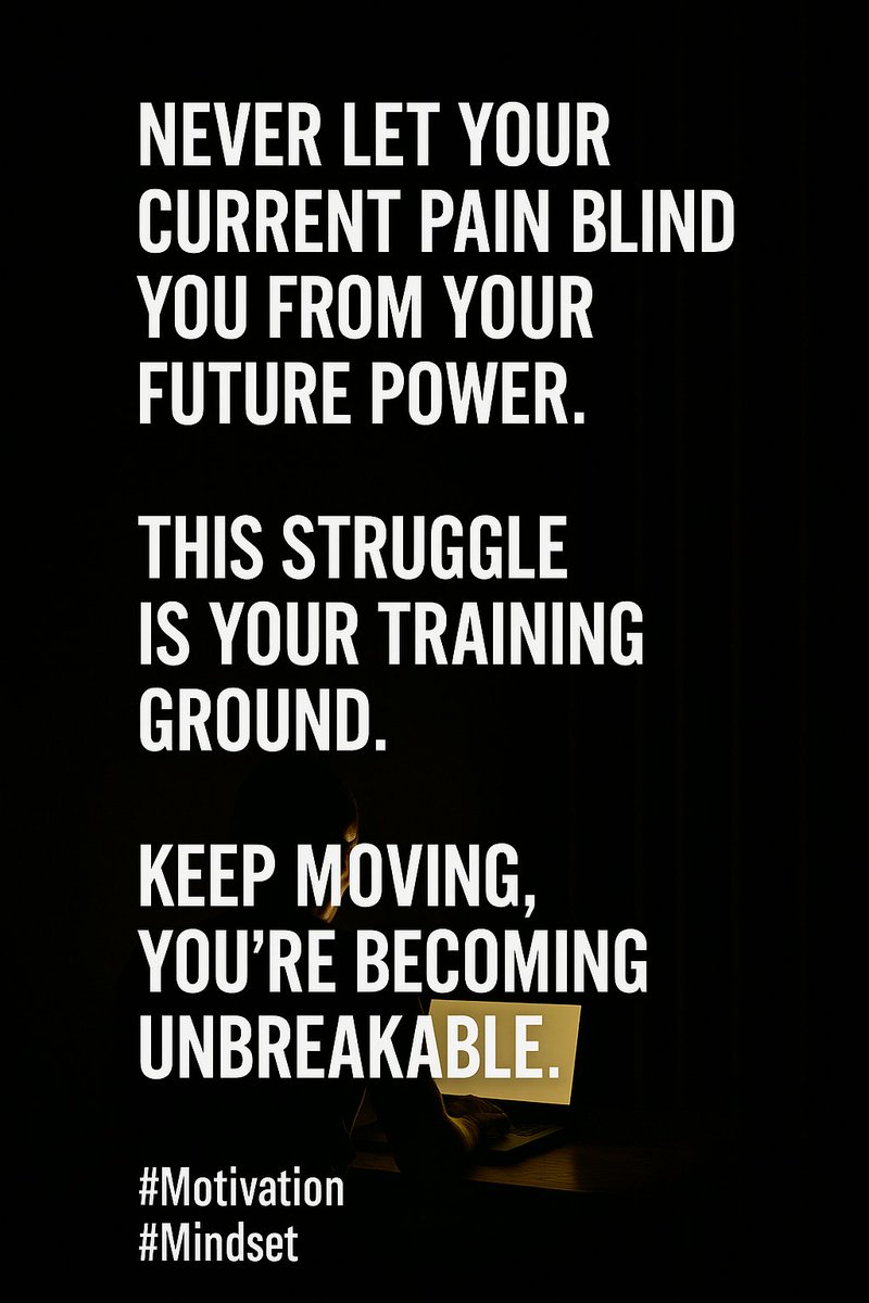 "Never let your current pain blind you from your future power.
This struggle is your training ground.
Keep moving, you're becoming unbreakable."
#Motivation #Mindset #NeverGiveUp #masudonmission #Discipline