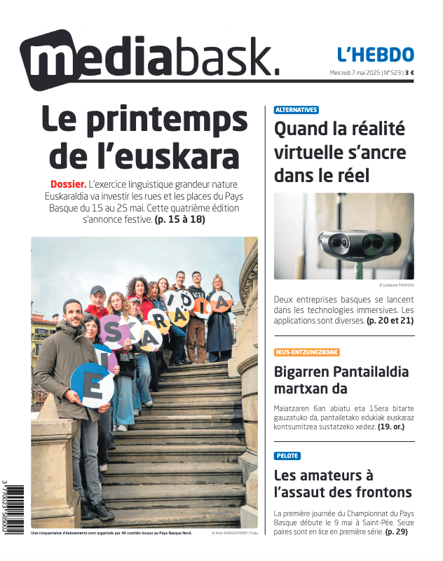 ⚠️ Cette semaine, MEDIABASK L’HEBDO sort avec un jour d'avance. À la une ce mercredi ⤵️
👉 [DOSSIER] Euskaraldia investit l'espace public
👉 Nouvelles technologies : virtuelle mais bien réelle
👉 Pantailaldia: piztu da euskararen aldeko desafioa