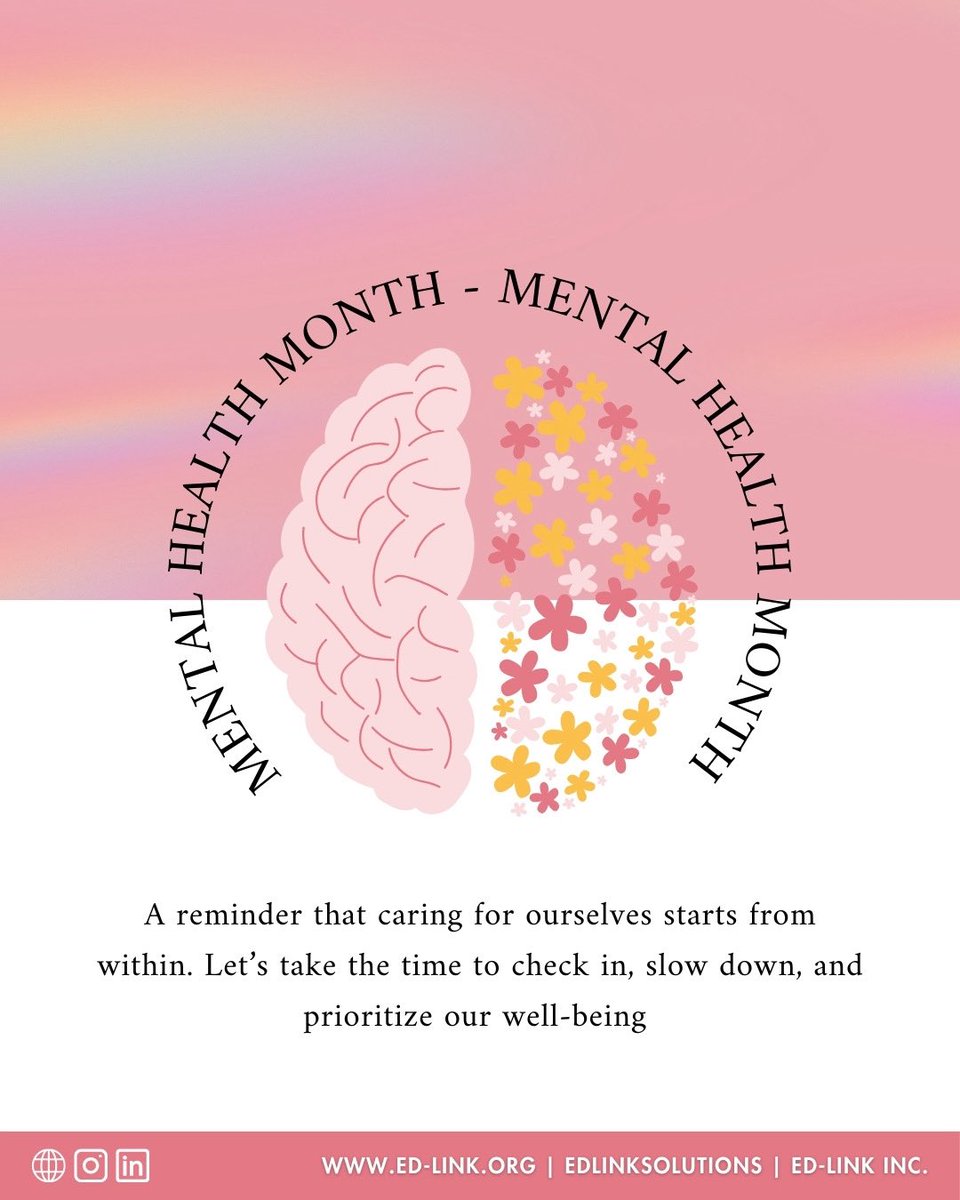 🧠 May is Mental Health Awareness Month

Let’s break the stigma, start the conversations, and prioritize well-being — for ourselves, our students, and our communities. Mental health matters each and every day. 🤍
#EdLeaders #EdLink #MentalHealthAwareness #MentalHealthInSchools
