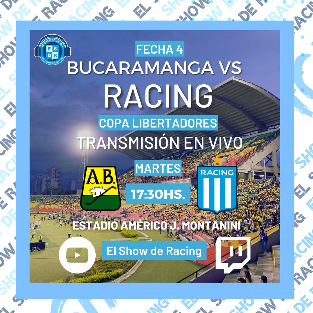 El Show de Racing (@elshowderacing) on Twitter photo youtube.com/shorts/HlVVM6i… Hoy 1730hs prendete a la mega previa de <a href="/elshowderacing/">El Show de Racing</a> #latransmiconmascancha x nuestro canal de Youtube
Relata <a href="/DanielRiverolp/">Daniel Rivero</a>
Comenta <a href="/fedetedescook/">fedetedesco</a>
Vestuarios <a href="/JuanKlaric/">Juan Pablo Klaric</a>
Vamos Academia 🎤⚽👊
#CopaLibertadores #Racing #Bucaramanga youtube.com/shorts/HlVVM6i… Hoy 1730hs prendete a la mega previa de <a href="/elshowderacing/">El Show de Racing</a> #latransmiconmascancha x nuestro canal de Youtube
Relata <a href="/DanielRiverolp/">Daniel Rivero</a>
Comenta <a href="/fedetedescook/">fedetedesco</a>
Vestuarios <a href="/JuanKlaric/">Juan Pablo Klaric</a>
Vamos Academia 🎤⚽👊
#CopaLibertadores #Racing #Bucaramanga