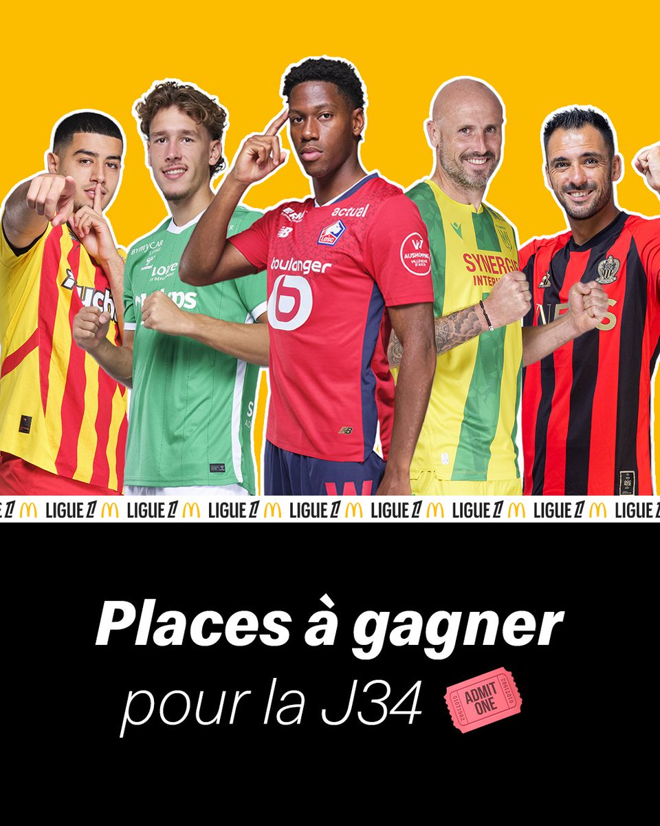 McDonaldsFrance's tweet image. bon, la team, pour la J34 et donc le sprint final de la saison de @Ligue1, j’ai des places pour vous régaler et tenter d’aller supporter votre club de ❤️‍  en compétition pour la J34 🔥
(sauf PSG - Auxerre 🥲)

Pour participer :
- RT ce tweet et commente le nom du club pour…