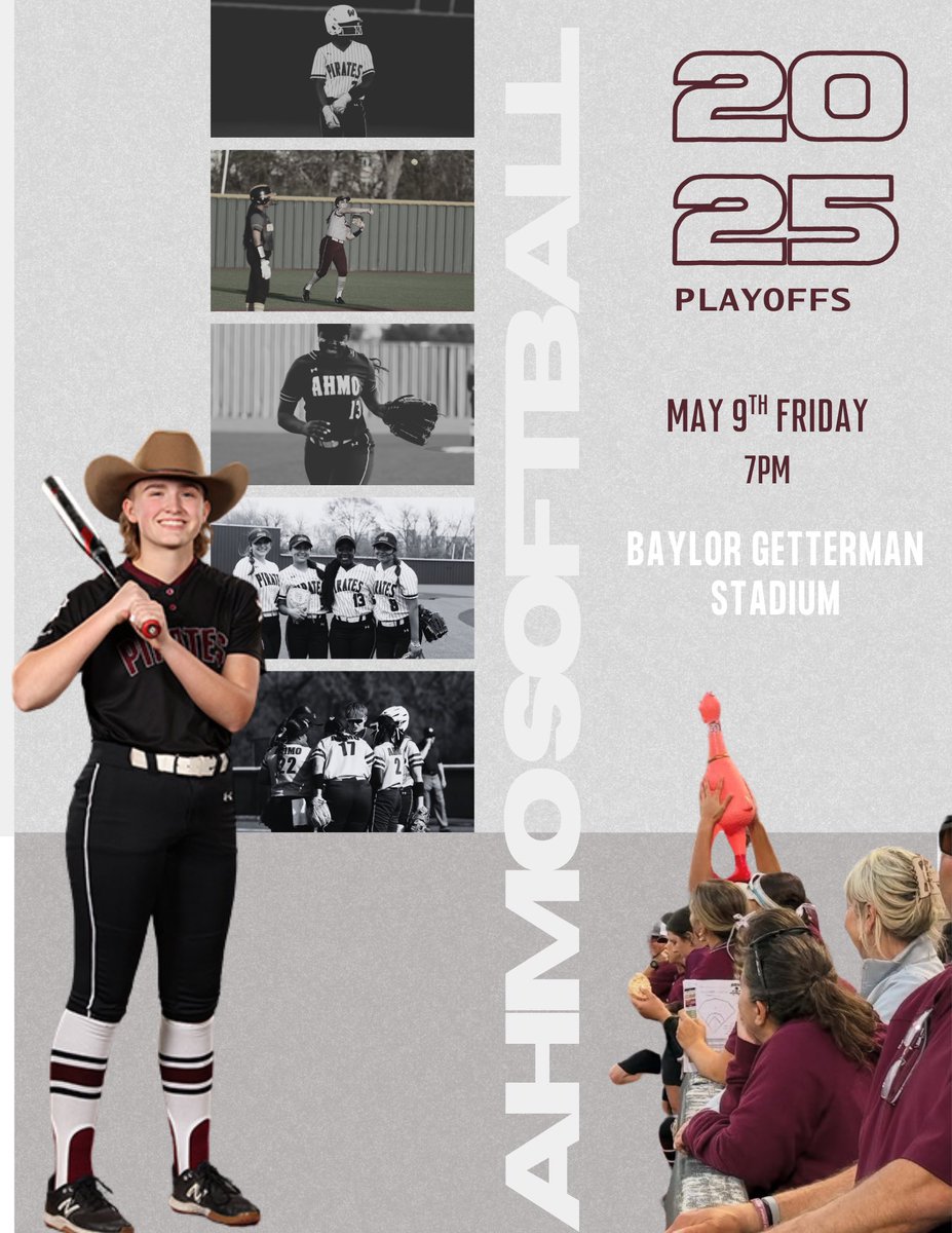 3rd Round, 1 game series.
📍Baylor Getterman Stadium 
🆚Conroe
⏰ 7pm 
#AHMO