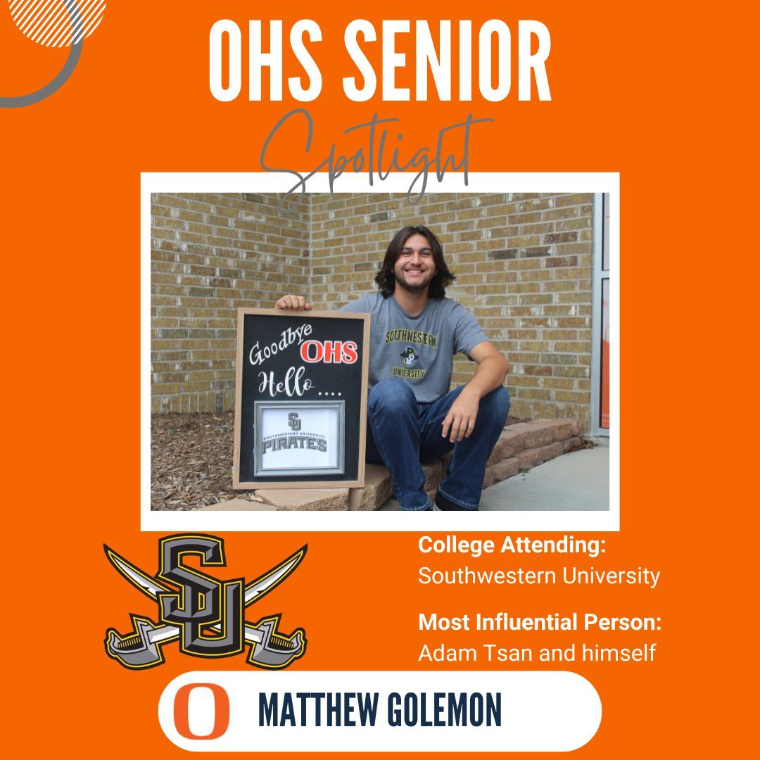 Senior Spotlight - OISD will be featuring our OHS Class of 2025 throughout the remainder of the school year. Congratulations 2025 Seniors!

@SouthwesternUniversity