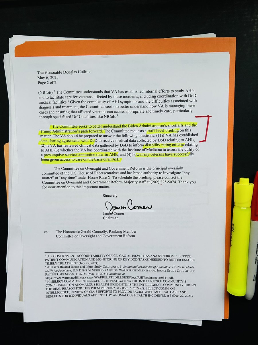 Catherine Herridge (@c__herridge) on Twitter photo NEW:
Accountability for Havana Syndrome Survivors
Via House Oversight <a href="/RepJamesComer/">Rep. James Comer</a> letter <a href="/SecVetAffairs/">VA Secretary Doug Collins</a>
<a href="/DNIGabbard/">DNI Tulsi Gabbard</a> has already committed to a new report into the causes after our investigation on <a href="/X/">X</a>
•The Biden Administration failed to establish a clear and effective NEW:
Accountability for Havana Syndrome Survivors
Via House Oversight <a href="/RepJamesComer/">Rep. James Comer</a> letter <a href="/SecVetAffairs/">VA Secretary Doug Collins</a>
<a href="/DNIGabbard/">DNI Tulsi Gabbard</a> has already committed to a new report into the causes after our investigation on <a href="/X/">X</a>
•The Biden Administration failed to establish a clear and effective
