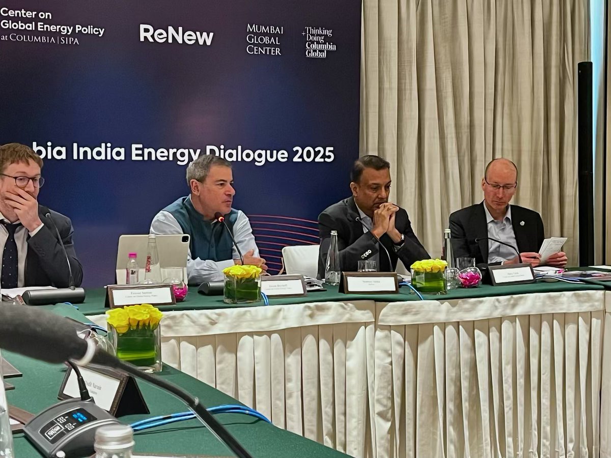 Jason Bordoff (@jasonbordoff) on Twitter photo Honored to have Minister <a href="/PiyushGoyal/">Piyush Goyal</a> with us to close out a fascinating <a href="/ColumbiaUEnergy/">Center on Global Energy Policy</a> week in India with an excellent discussion w <a href="/sumant_sinha/">Sumant Sinha</a> & <a href="/turkdm/">Dave Turk</a> about US-India relations & outlook for India’s energy sector. <a href="/ShayakSengupta/">Shayak Sengupta</a> <a href="/trevorcsutton/">Trevor Sutton</a> 🙏🇺🇸🇮🇳 Honored to have Minister <a href="/PiyushGoyal/">Piyush Goyal</a> with us to close out a fascinating <a href="/ColumbiaUEnergy/">Center on Global Energy Policy</a> week in India with an excellent discussion w <a href="/sumant_sinha/">Sumant Sinha</a> & <a href="/turkdm/">Dave Turk</a> about US-India relations & outlook for India’s energy sector. <a href="/ShayakSengupta/">Shayak Sengupta</a> <a href="/trevorcsutton/">Trevor Sutton</a> 🙏🇺🇸🇮🇳