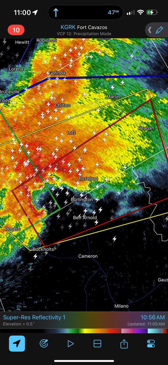 BUrLINGTON TO ROSEBUD, TEXAS! Take shelter immediately! A dangerous #tornado warned supercell is approaching your towns!