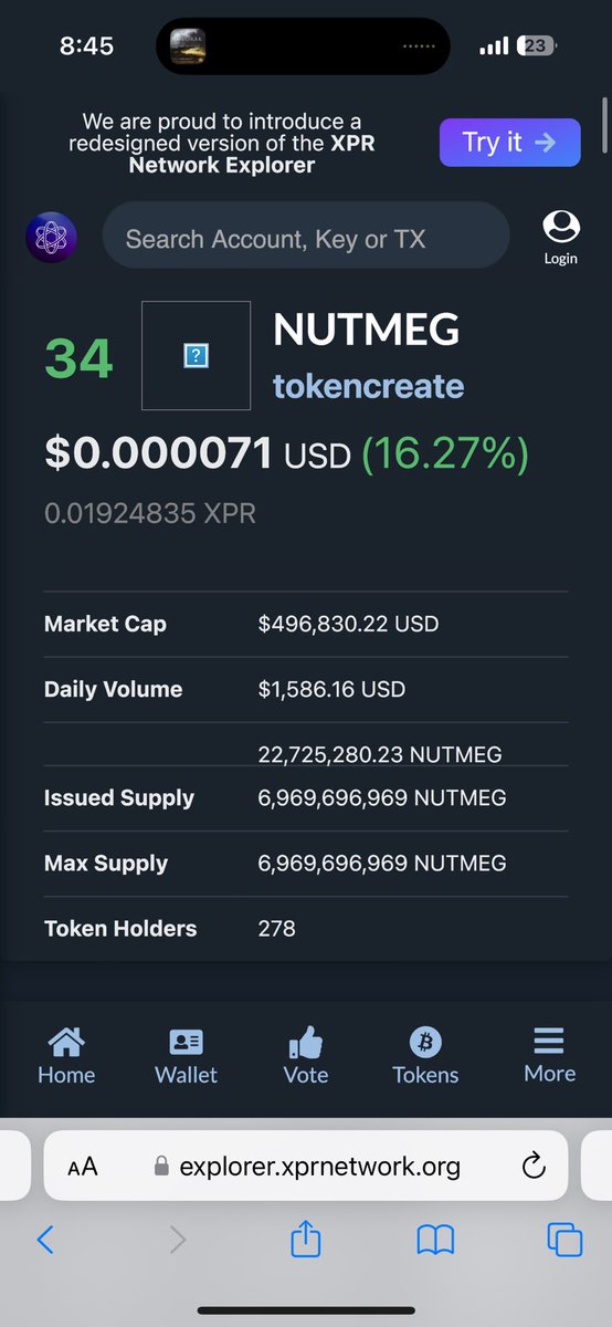 CharlieLetsgo's tweet image. If/when $nutmeg ($0.000071) reaches the current price of $xpr ($0.0037), I will give away $1,000 worth of $nutmeg to 5 people!

Must:
1. Have XPR webauth wallet, comment name 
2. Like, repost, and tag some deserving folk
3. Follow @DegenHoopers, join TG: t.me/DegenHoopers