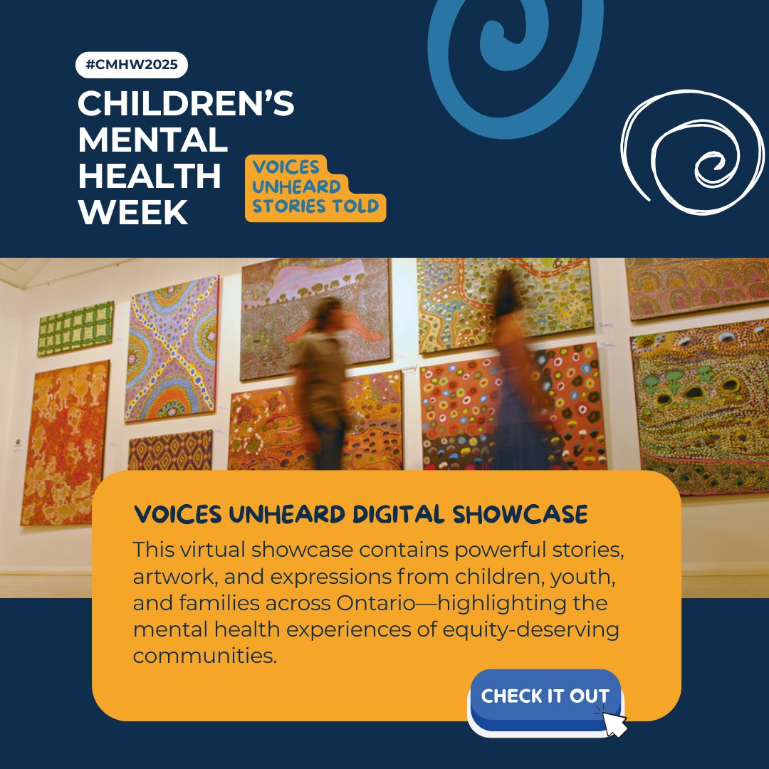 New for #CMHW2025!

Check out the Voices Unheard Gallery—a digital showcase of stories, art, and lived experience from youth and families in equity-deserving communities. 🎤🖼️ 

tinyurl.com/ymvd727k  

#VoicesUnheardStoriesTold #KidsCantWait #MentalHealthWeek