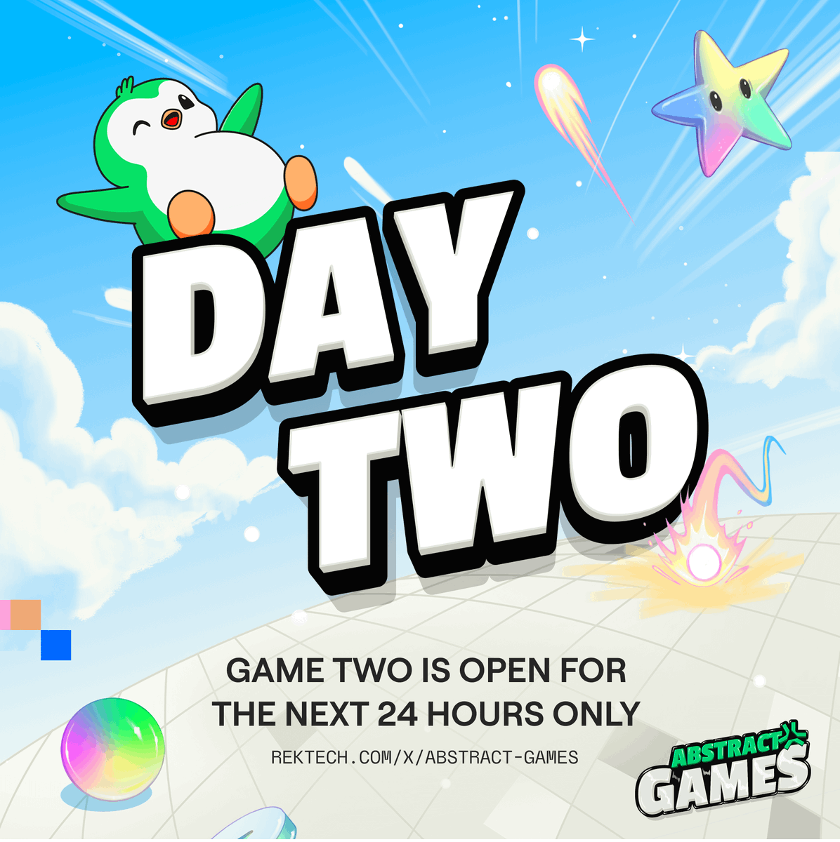 AbstractChain's tweet image. Game 2 of the Abstract Games will be live for 24 hours, and this time you may want to make some friends.

Play below 👇
