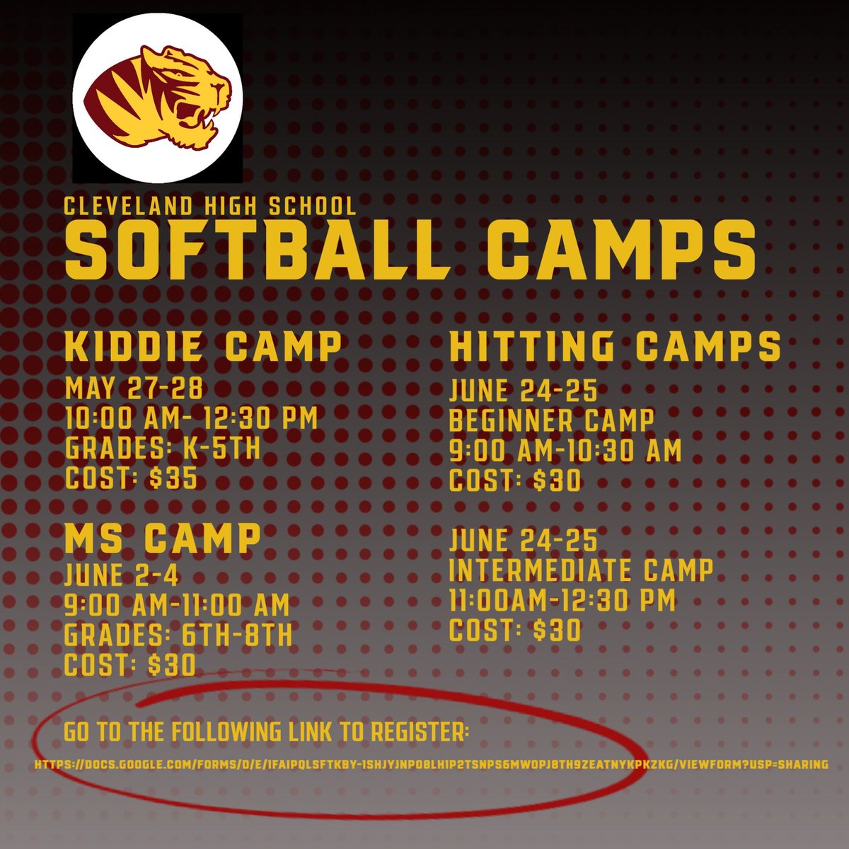 It’s camping season! Come came with us! 
Click the following like to register: gformsapp.com/f/1H1nrnrJT2nE…

#TigerNation #TigerPride