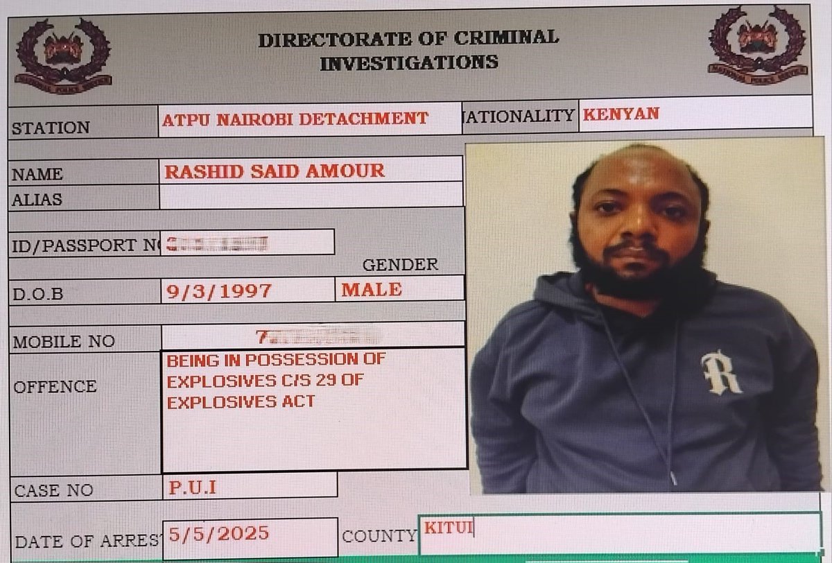 A multi-agency security team intercepts a Meru-bound passenger bus from Mombasa along the Kanyonyoo–Embu Highway; uncovers a cache of explosives