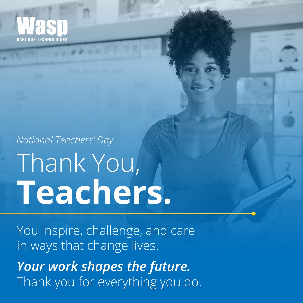 On #NationalTeachersDay, we're proud to recognize the educators who make learning possible. At Wasp, we support the schools, districts, colleges, and universities that rely on our tracking solutions to stay organized and focused on what matters most. #ThankATeacher