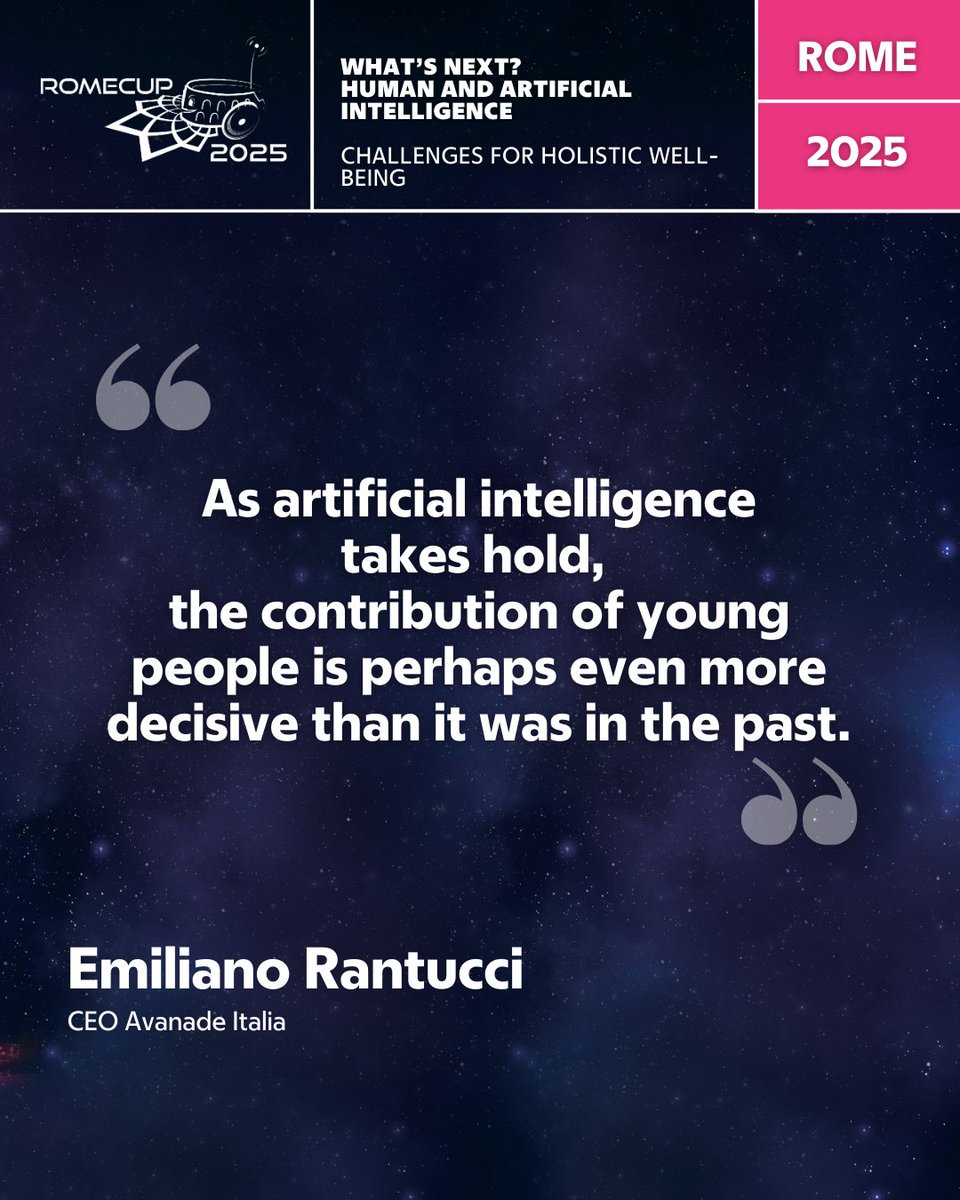 At #RomeCup2025, speakers highlight youth as pivotal drivers of tech innovation. Embrace both technical expertise and transversal soft skills—critical thinking, empathy, collaboration—to stand out from automation &amp; AI. 🖼️ Take a look at the interviews.