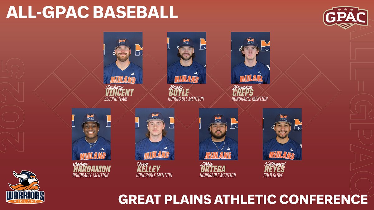 BSB: Vincent Earns Second Team Honors; Five Others Receive GPAC Recognition (<a href="/MidlandU_BSB/">Midland Baseball</a>)
midlandathletics.com/x/947d3