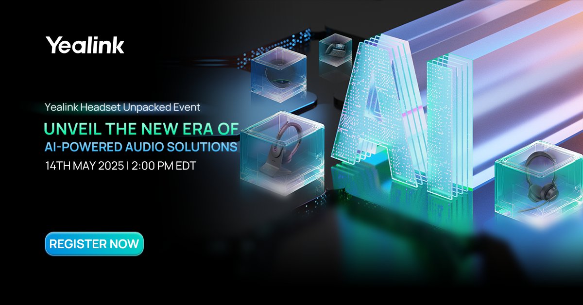 Yealink is unveiling the next era of AI-powered audio!

Discover new headsets, USB speakerphones, and more at the Headset Unpacked Event.
Attend for a chance to win new products and gift cards! 

Register now: ow.ly/sOEQ50VIOYS