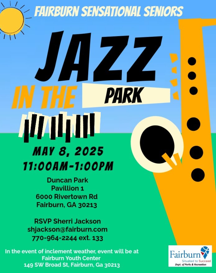 Who doesn't enjoy the melodic sounds of jazz under the sun 🎺☀️ We know our Sensational Seniors will so get ready for a smooth time!

🔗 Follow City of Fairburn to stay in the know of everything going on in the city 🏙️

#OneFairburn #FairburnGA #SensationalSeniors #JazzInThePark