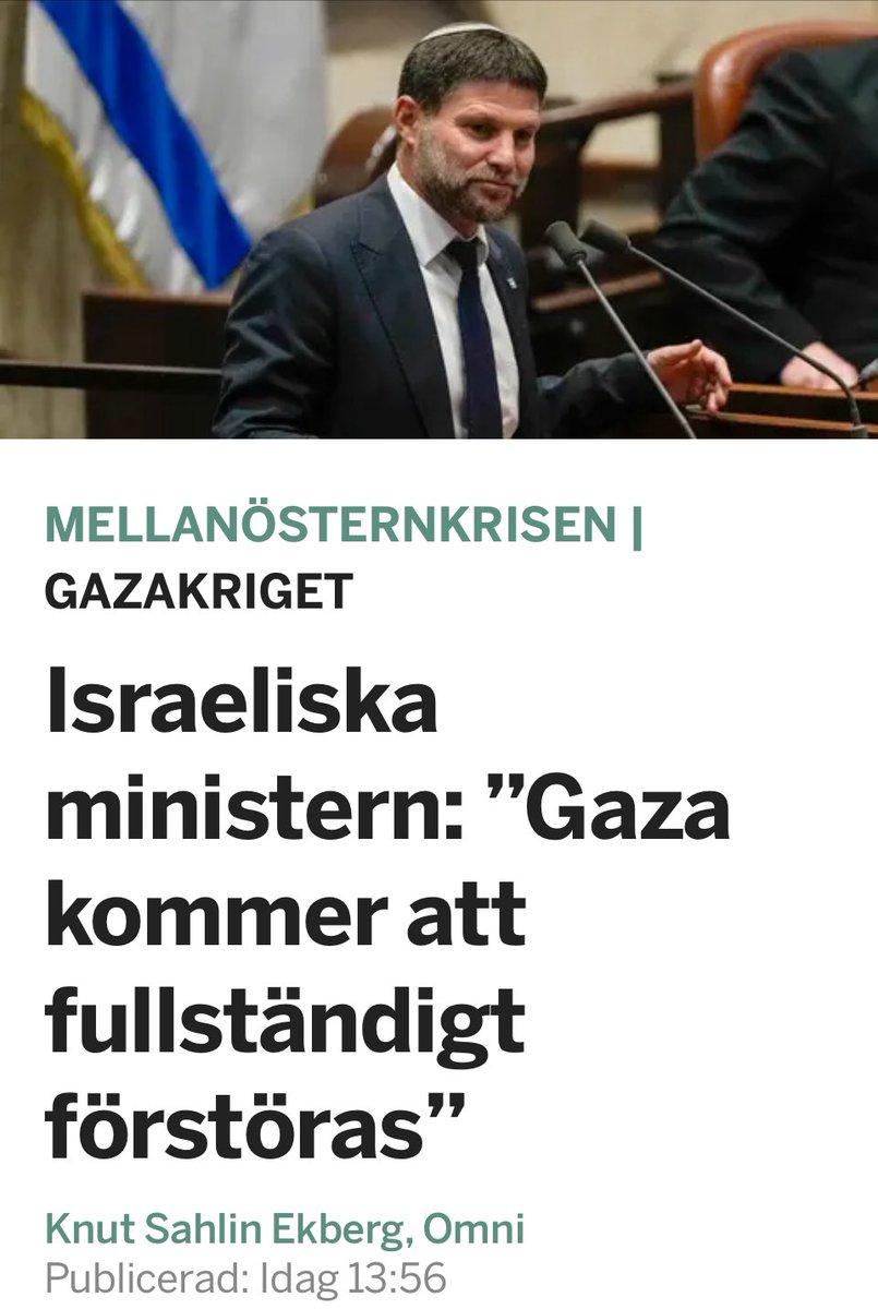 johanssonmorgan's tweet image. Israel passerar nu gräns efter gräns. Smotrichs uttalanden är krigsbrottsretorik. 

Det som nu planeras kan inte beskrivas som något annat än etnisk rensning, som utgör brott mot mänskligheten enligt internationell lag. -&amp;gt;