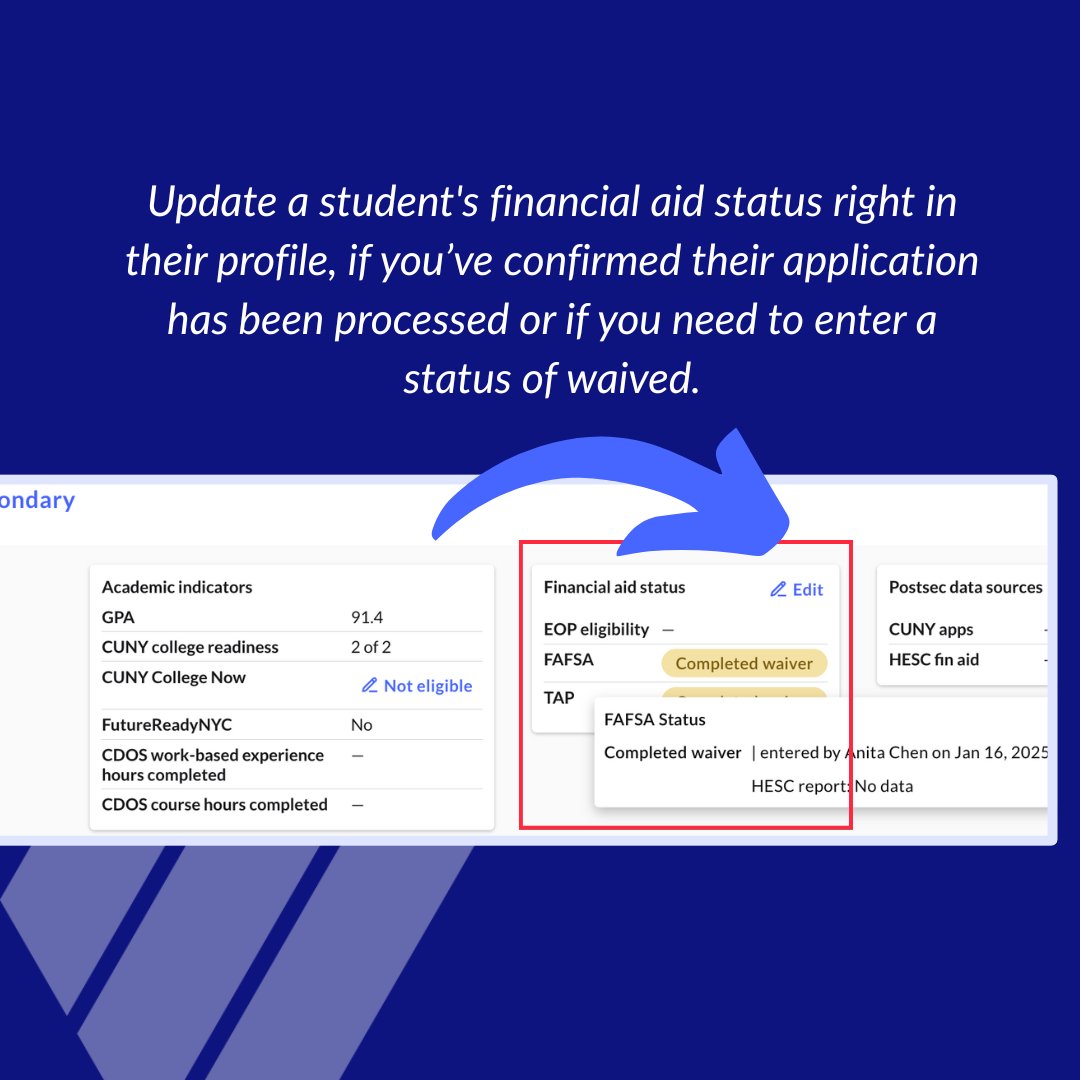 Tutorial Tuesday!✨
Streamline FAFSA &amp; TAP tracking! Learn how The Portal's postsecondary dashboard helps you monitor student progress and take action. Watch our tutorial! #FAFSA #TAP #CollegeAccess #NewVisions