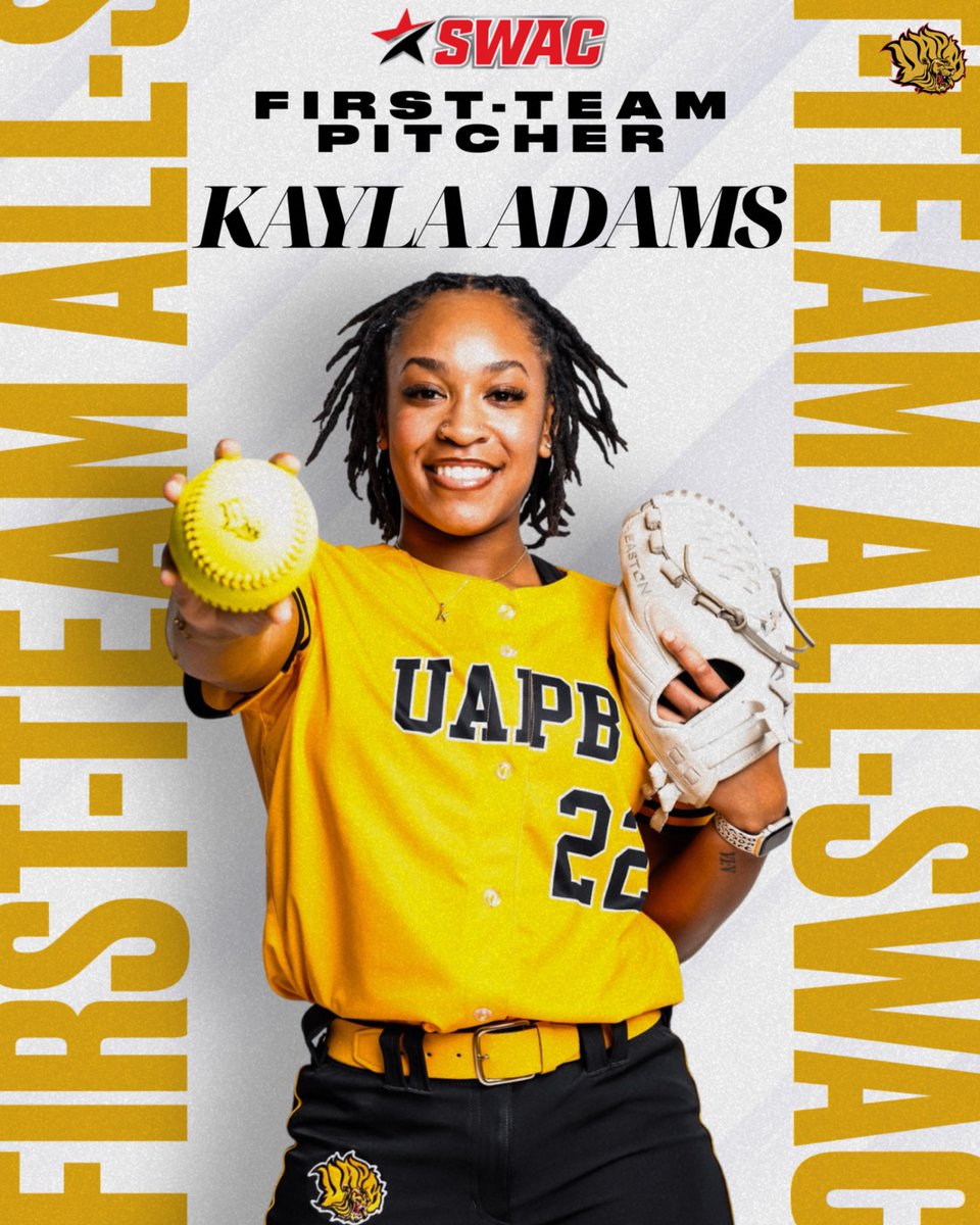 After a dominant season in the circle, Kayla Adams is officially a First-Team All-SWAC Pitcher 🥎🔥

unshaken, unmatched, UNTOUCHABLE.
Well-earned, well-deserved! 🦁💪🏾