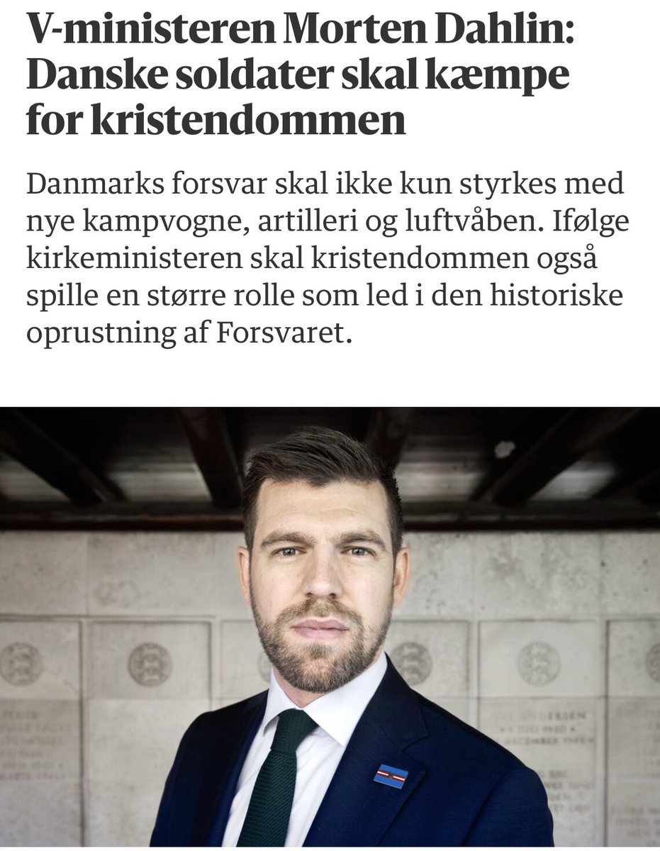 Vi kæmper ikke for kristendommen <a href="/MortenDahlin/">Morten Dahlin</a> - vi kæmper for frihed! 

Og kristendommen skal absolut ikke spille nogen som helst rolle i oprustningen af Danmark. For det er på ingen måder kristendommen vi kæmper for! #dkpol