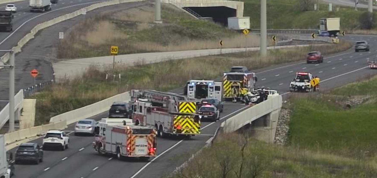.<a href="/oakvillefire/">Oakville Fire Dept</a> crews on scene of a serious collision on the QEW eastbound off-ramp to Highway 403. Crews working to extricate. Lanes closed by <a href="/OPP_GTATraffic/">OPP GTA Traffic</a>. Heavy delays in the area