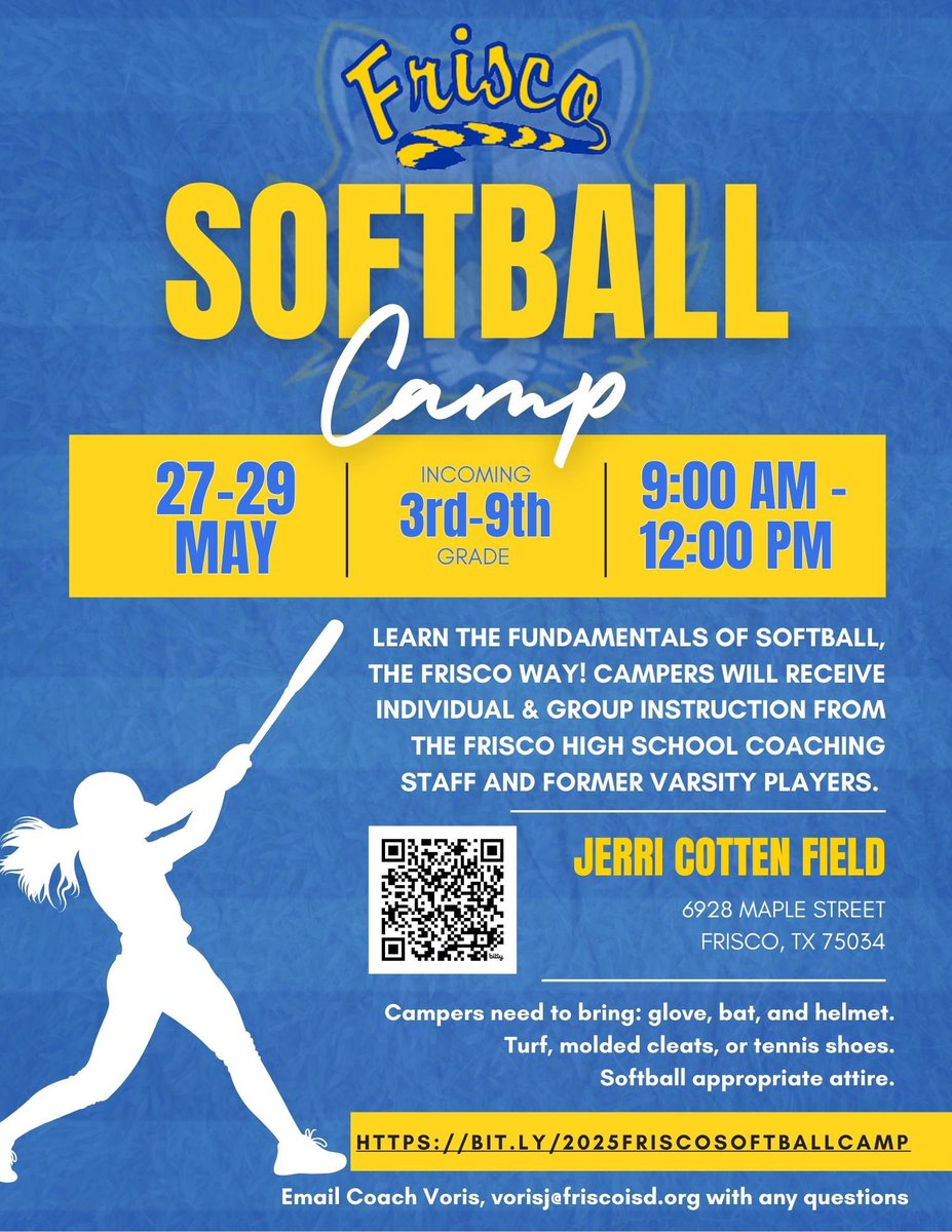 Raccoon Softball (@raccoonsoftball) on Twitter photo We can’t wait to host our Rising Raccoons at camp later this month! Make sure to get registered ASAP. Email Coach Voris if you have any questions! <a href="/FHSRaccoons/">Frisco High School</a> <a href="/StaleyMS/">Staley Middle School</a> <a href="/HuntMiddle/">Hunt Middle School</a> <a href="/FISD_PearsonMS/">Pearson Middle School</a> <a href="/SpearsElem/">Spears Elementary</a> <a href="/allenelem/">Allen Elementary</a> <a href="/BrightAcadFISD/">Frisco Bright Academy- IB PYP School</a> We can’t wait to host our Rising Raccoons at camp later this month! Make sure to get registered ASAP. Email Coach Voris if you have any questions! <a href="/FHSRaccoons/">Frisco High School</a> <a href="/StaleyMS/">Staley Middle School</a> <a href="/HuntMiddle/">Hunt Middle School</a> <a href="/FISD_PearsonMS/">Pearson Middle School</a> <a href="/SpearsElem/">Spears Elementary</a> <a href="/allenelem/">Allen Elementary</a> <a href="/BrightAcadFISD/">Frisco Bright Academy- IB PYP School</a>