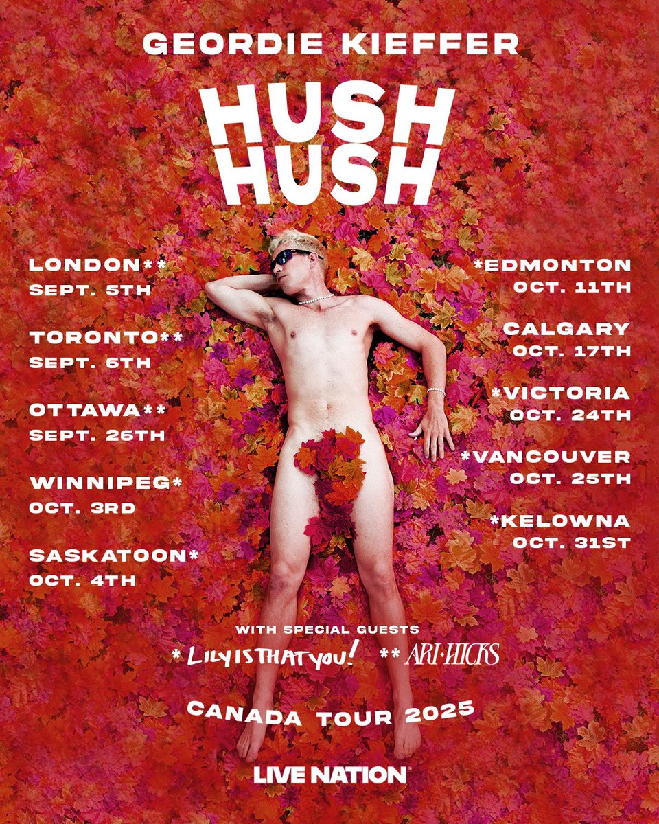 From St. John’s to Vancouver, @geordiekieffer is taking the Hush Hush Tour across Canada this fall. Bonus: he’s bringing the incredibles <a href="/arihicks/">ari hicks</a> and <a href="/lilyisthatyou/">LILY…………….is that you?</a> along for the ride.