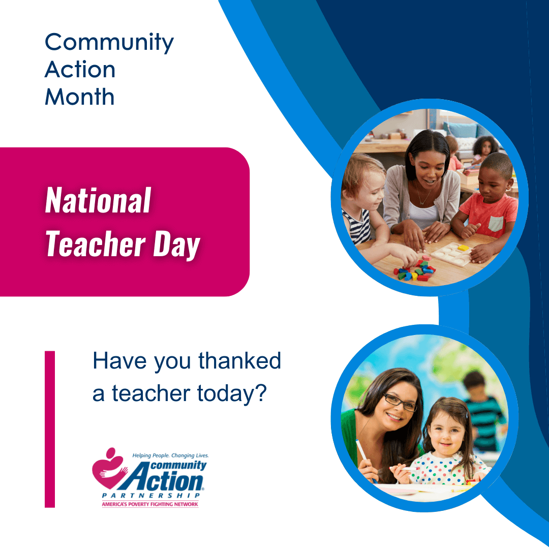 Thank a teacher today! We are grateful for all our teachers who are tireless &amp; passionate in their work, serving +15,000 children in early childhood education-as well as all of the teachers in this country changing lives every day. #CommunityActionMA #NationalTeachersDay #mapoli